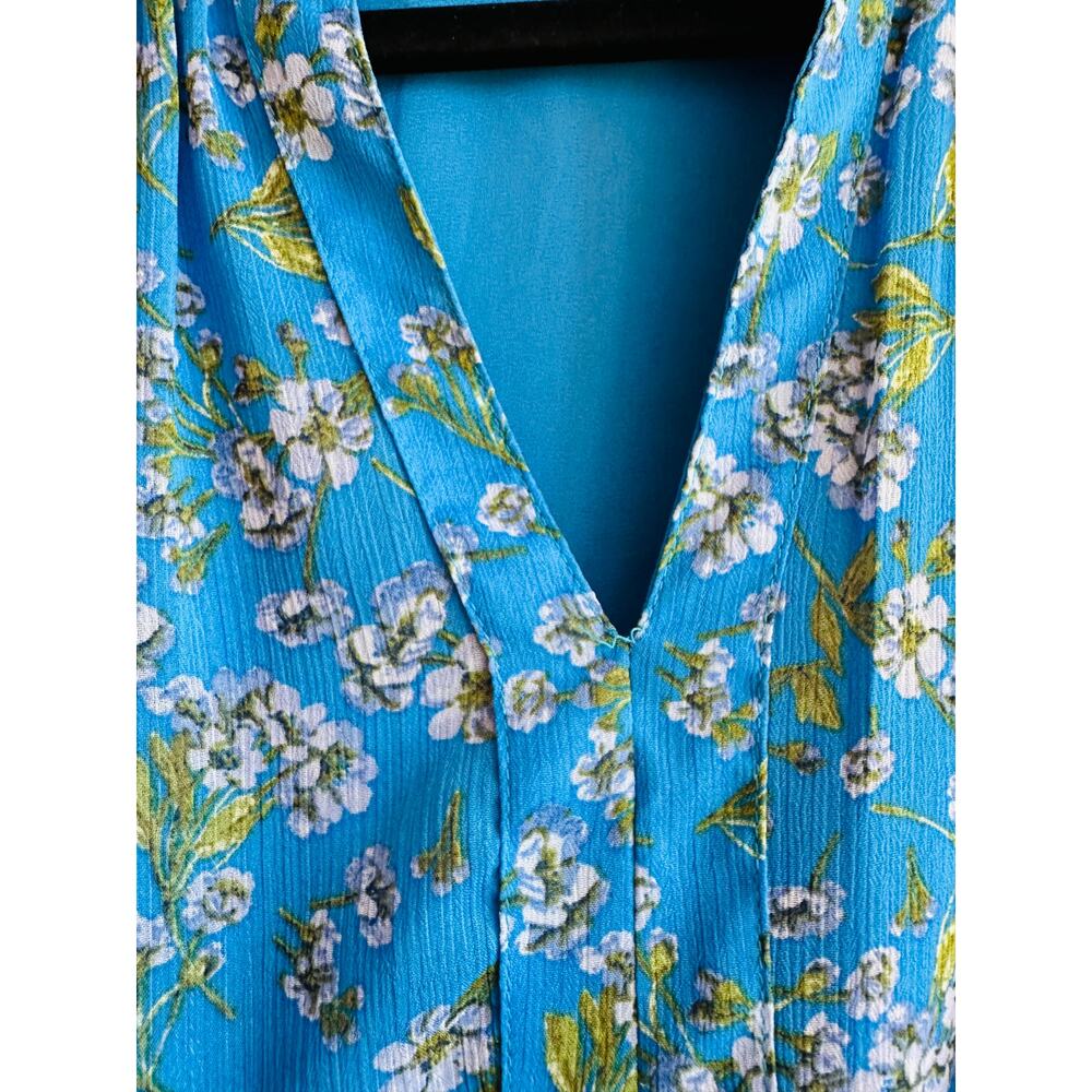 CeCe Women's Blue Floral Print Baby Doll Mini Dress Size M - Picture 4 of 8
